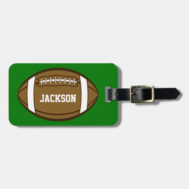 Personalized Football for Boys who love Sports Luggage Tag (Front Horizontal)