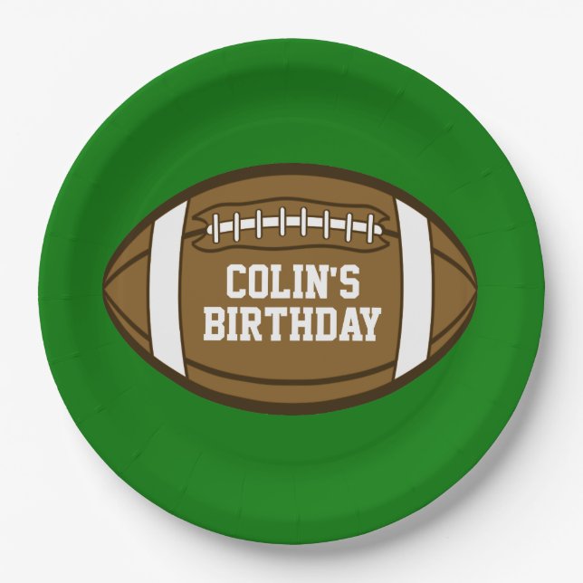 Personalized Football for Boys who love Sports Paper Plate (Front)
