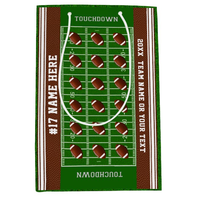 Personalized Football Gift Bags 4 Sizes, Your Text (Front)