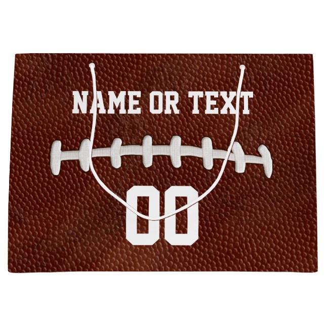 Personalized Football Gift Bags, Your Name, Number Large Gift Bag (Front)