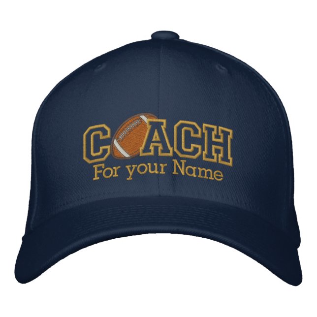 Personalized Football Golden Coach with your name Embroidered Hat (Front)