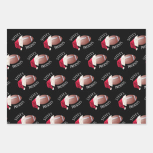 Personalized Football Happy Christmas Holiday Wrapping Paper Sheet
