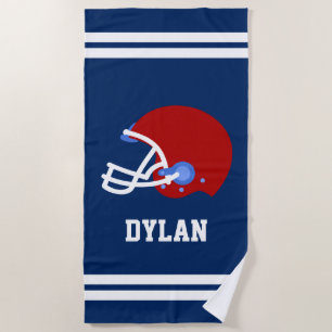 Personalized Football Helmet Kids Beach Towel