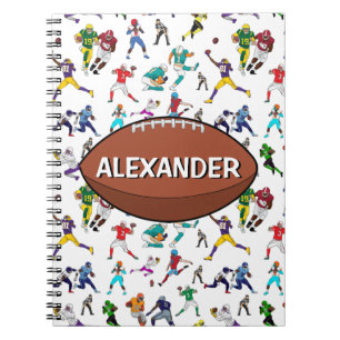 Personalized Football Illustrations Pattern Notebook