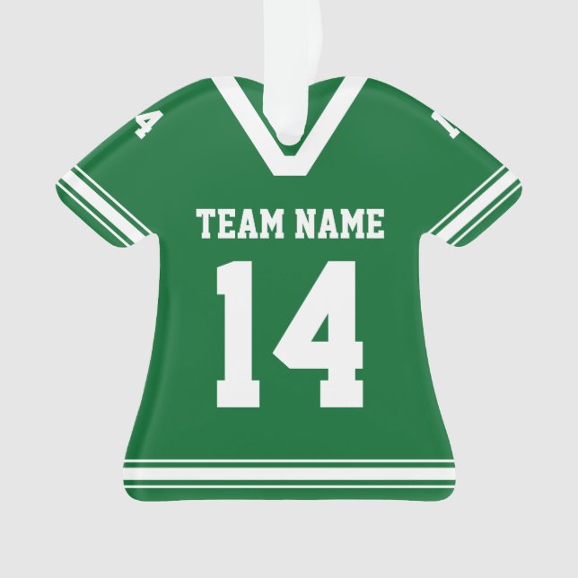 Personalized Football Jersey Green Photo Ornament (Front)