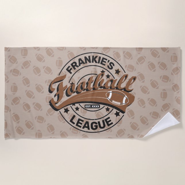 Personalized Football League Player Team Beach Towel (Front)