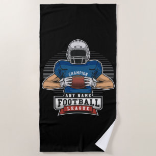 Personalized Football League Player Team Champ  Beach Towel