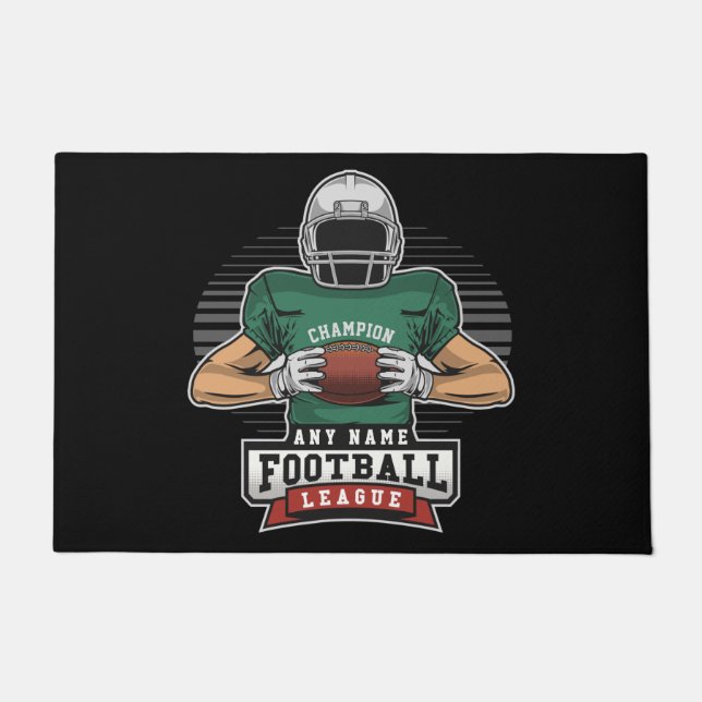 Personalized Football League Player Team Champ   Doormat (Front)