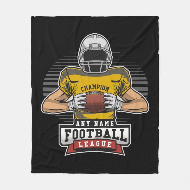 Personalized Football League Player Team Champ Fleece Blanket (Front)