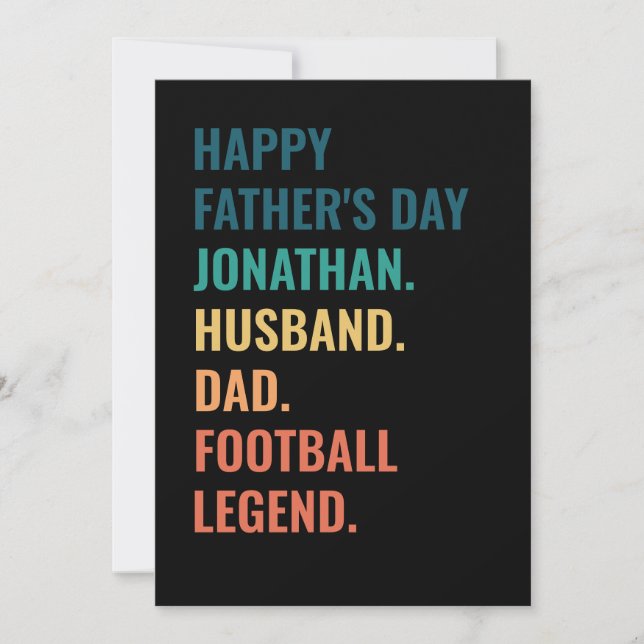 Personalized Football Legend Husband Father's Day Holiday Card (Front)