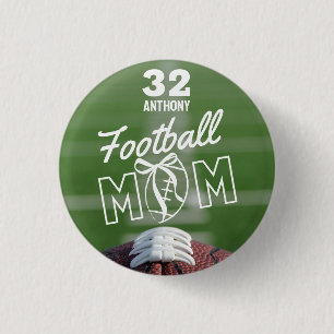Personalized Football Mom Pin, Jersey & Name 1 Inch Round Button