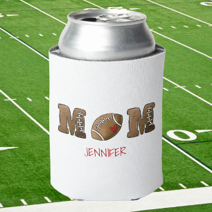 Personalized Football Mom With Heart Can Cooler