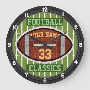 Personalized Football Name and Number 3.0 Large Clock