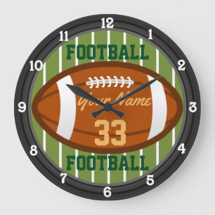 Personalized Football Name and Number Large Clock
