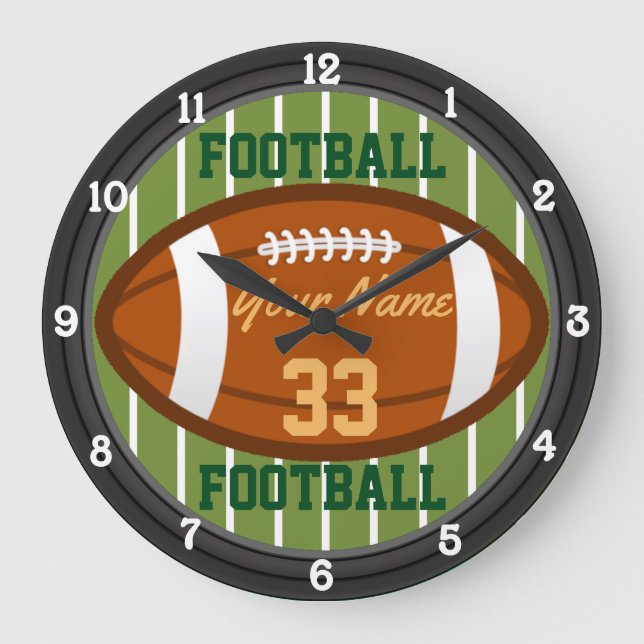 Personalized Football Name and Number Large Clock (Front)