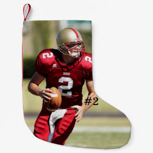Personalized Football Photo and Number Small Christmas Stocking
