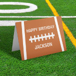 Personalized Football Player Ball Happy Birthday Card<br><div class="desc">Cool custom football happy birthday card that looks like a ball with your personalized text in the centre. Add your player's name on this awesome sporty card.</div>