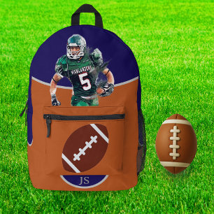 Personalized Football Player Boys Back-to-School Printed Backpack