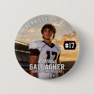 Personalized Football Player Photo 2 Inch Round Button