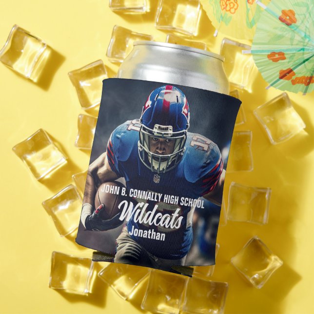 Personalized Football Player Photo High School Can Cooler (In Situ Summer)