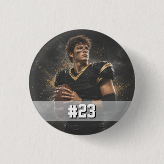 Personalized Football Player Photo & Number 1 Inch Round Button