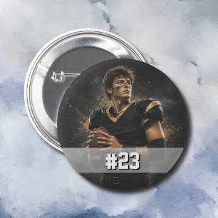Personalized Football Player Photo & Number 1 Inch Round Button