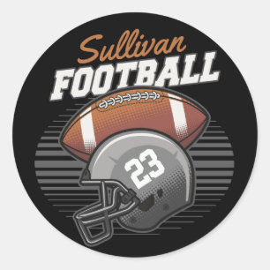 Personalized Football Player Team Number Helmet  Classic Round Sticker
