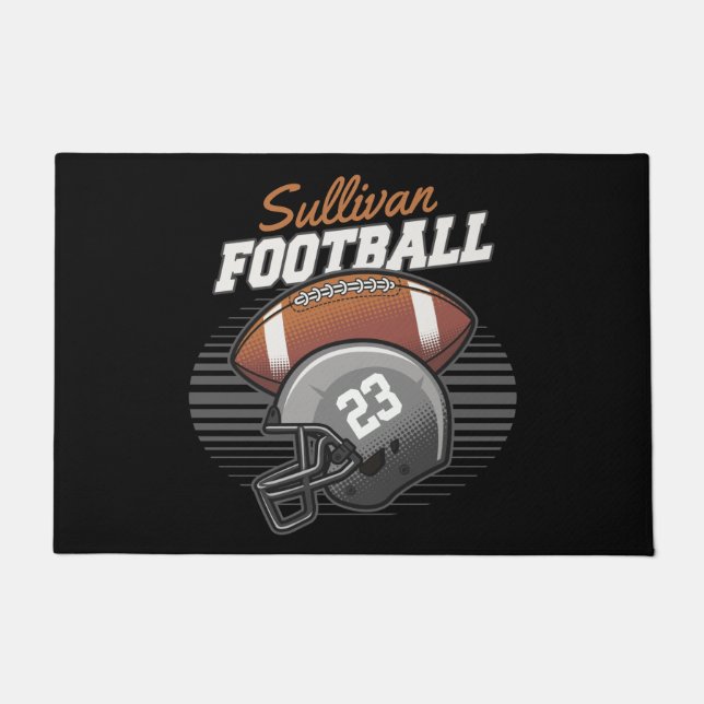 Personalized Football Player Team Number Helmet  Doormat (Front)