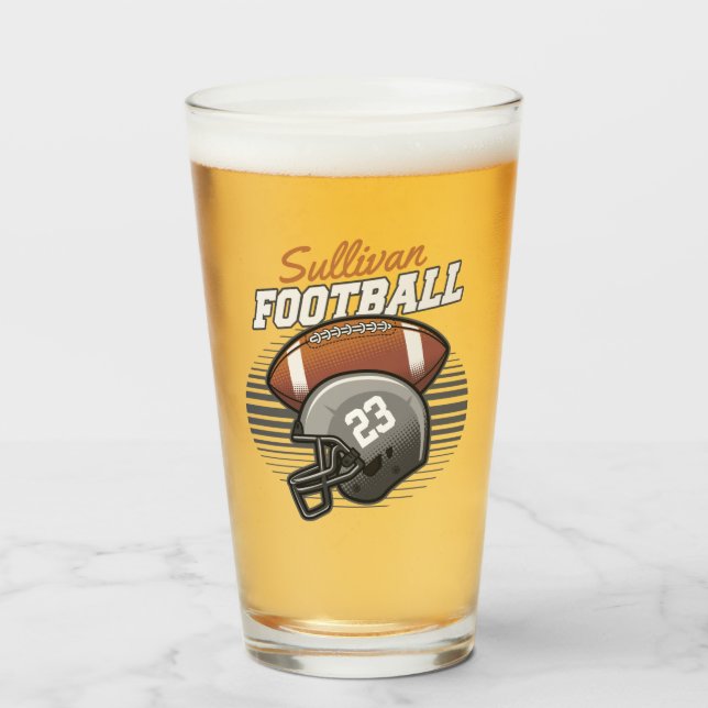 Personalized Football Player Team Number Helmet  Glass (Front Filled)