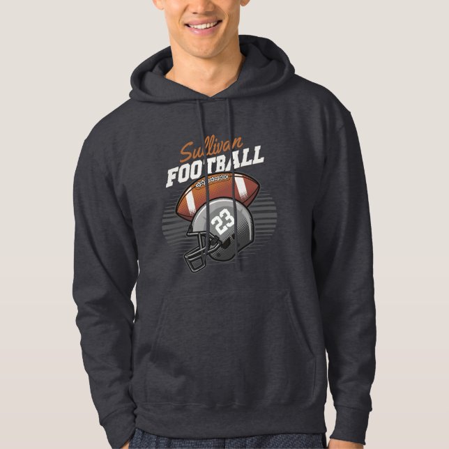 Personalized Football Player Team Number Helmet  Hoodie (Front)