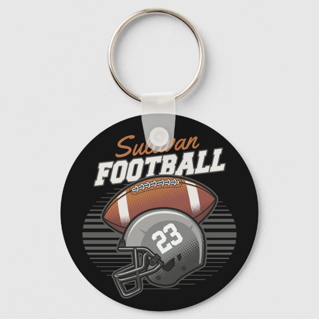 Personalized Football Player Team Number Helmet Keychain (Front)