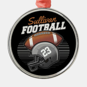 Personalized Football Player Team Number Helmet Metal Ornament