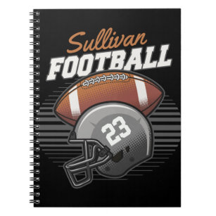 Personalized Football Player Team Number Helmet Notebook