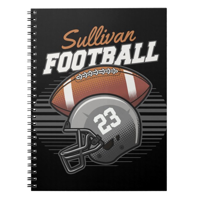 Personalized Football Player Team Number Helmet Notebook (Front)
