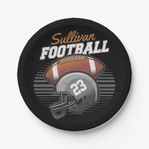 Personalized Football Player Team Number Helmet Paper Plate