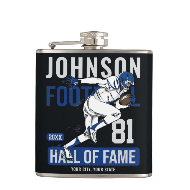 Personalized Football PLAYER Team NUMBER  Hip Flask (Front)