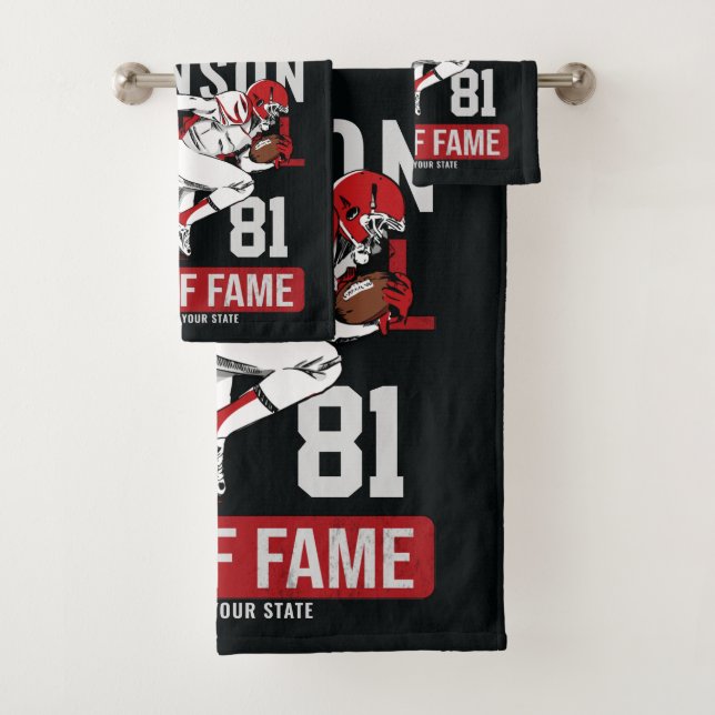 Personalized Football PLAYER Team NUMBER Sports Bath Towel Set (Insitu)