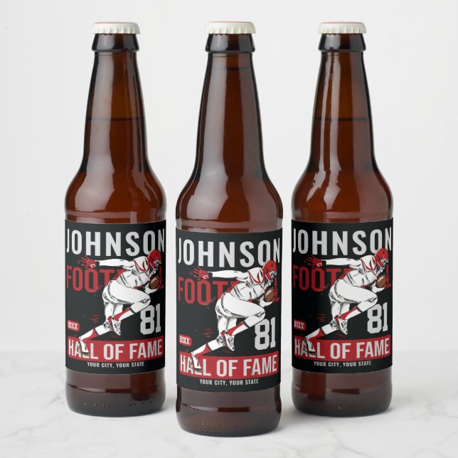 Personalized Football PLAYER Team NUMBER Sports  Beer Bottle Label (Bottles)