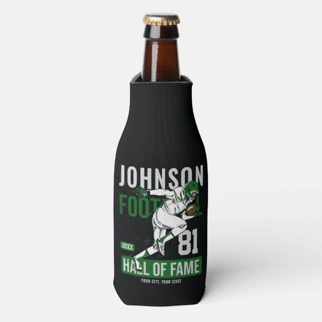 Personalized Football PLAYER Team NUMBER Sports  Bottle Cooler (Bottle Front)