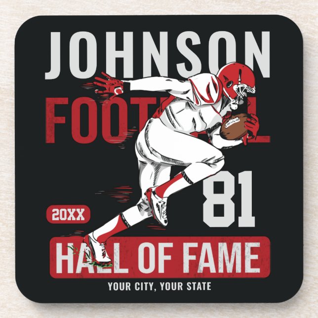 Personalized Football PLAYER Team NUMBER Sports  Coaster (Front)