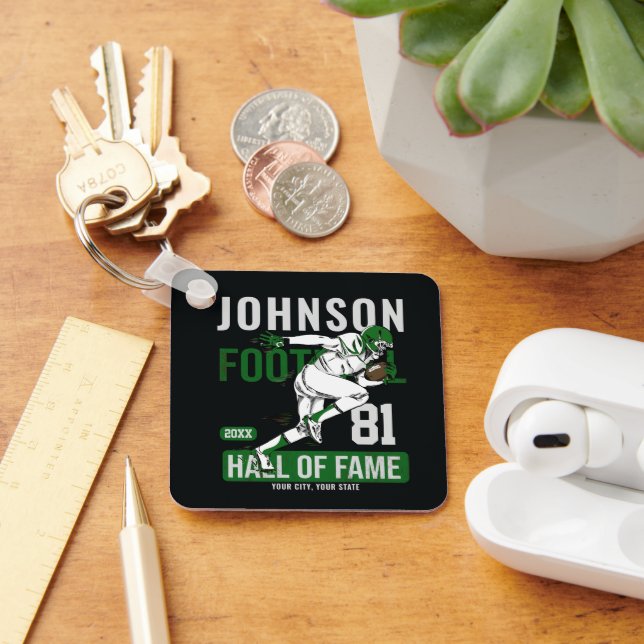 Personalized Football PLAYER Team NUMBER Sports Keychain (Desk)