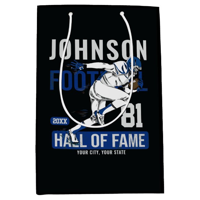 Personalized Football PLAYER Team NUMBER Sports   Medium Gift Bag (Front)