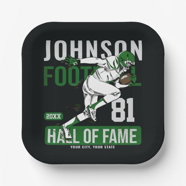 Personalized Football PLAYER Team NUMBER Sports  Paper Plate (Front)