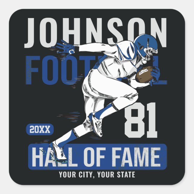 Personalized Football PLAYER Team NUMBER Sports  Square Sticker (Front)