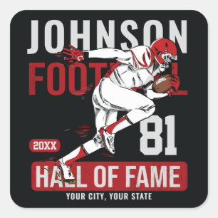 Personalized Football PLAYER Team NUMBER Sports   Square Sticker