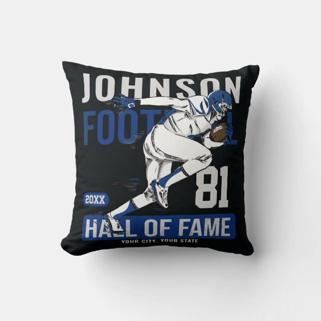 Personalized Football PLAYER Team NUMBER Sports Throw Pillow (Front)