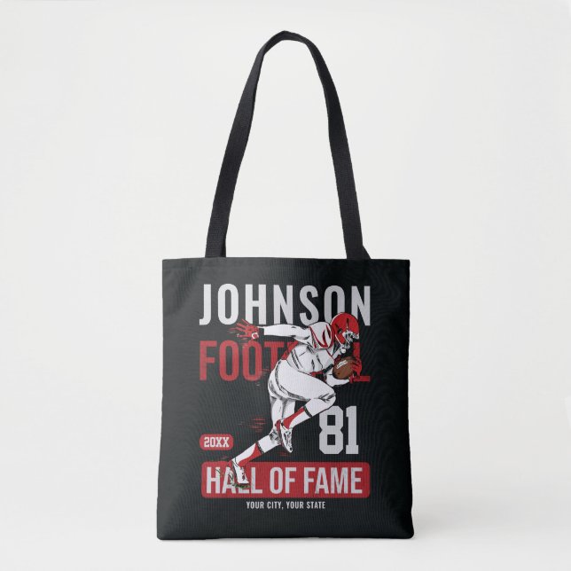 Personalized Football PLAYER Team NUMBER Sports Tote Bag (Front)