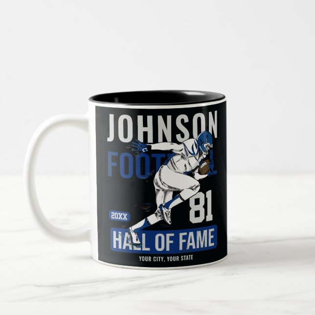 Personalized Football PLAYER Team NUMBER Sports Two-Tone Coffee Mug (Left)