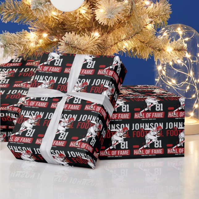 Personalized Football PLAYER Team NUMBER Sports Wrapping Paper (Holidays)