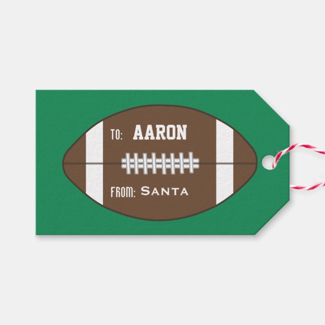 Personalized Football Santa Christmas Gift Tags (Front (Horizontal))